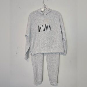 RAE DUNN “MAMA” Lounge Set Gray Hoodie & Joggers Size S/P | Matching Set